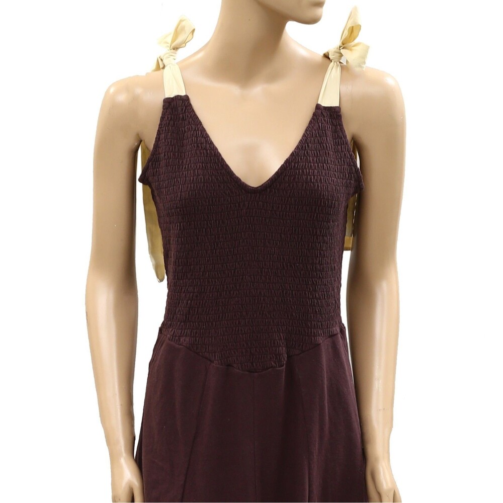 Free People Free-est Cecelia Solid Midi Dress Smocked Sleeveless Cotton S 286717 - Picture 6 of 8